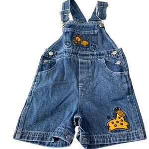 Sesame Street 24 months safari animals denim shortalls overalls blue jean